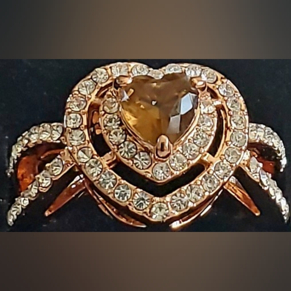 New R.G.P.   1.5 Ct. DOUBLE HALO HEART RING - Picture 3 of 4